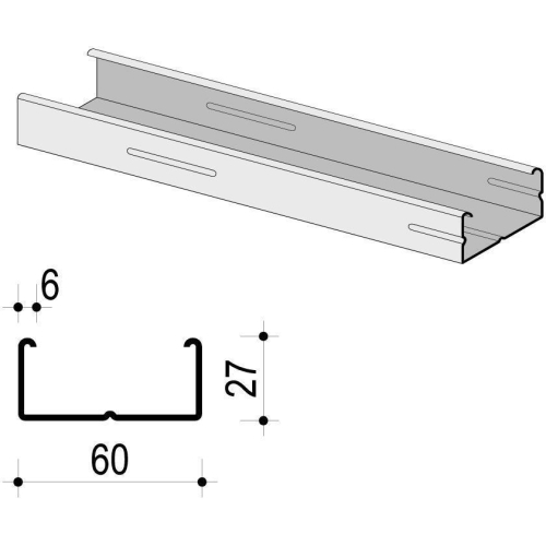 CD-Deckenprofil 27/60/27mm  (12Stk/Handbund;192 GB) 4,00m / Stk.