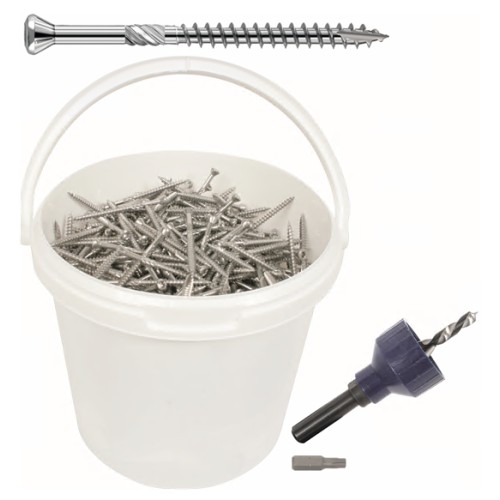 Hartholzschrauben NIRO TX SK Fräsrippen 5x50 (600Stk.) / Kübel