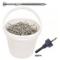 Hartholzschrauben NIRO TX SK Fr&auml;srippen 5x60 (600Stk.) / K&uuml;bel