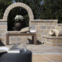 WB - Tegula Mauer antik - 22,4-24,4 x 23 x 9 cm - Kreisabdeckplatte 2  - Melange / Stk.