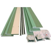 Gipskarton-Stockverkleidung Ausf&uuml;hrung f&uuml;r bauseitigen Wandaufbau, Schiebet&uuml;rkasten f&uuml;r dreifache Belegung mit GK-Platte 12,5 mm vorgesehen. Inkl. B&uuml;rsten und Tr&auml;gerprofil (Aluminium) f&uuml;r B&uuml;rsten.  Doppelfl&uuml;gel, Holzt&uuml;rblatt F&uuml;r fertige Wand 17,5 cm