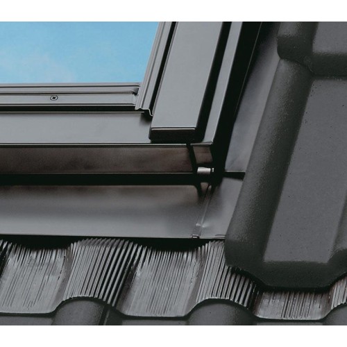 VELUX® Einzel-Eindeckrahmen EDJ für welliges Dachmaterial, vertiefter Einbau ink. Unterdachschürze BFX SK08 114x140-Titanzink