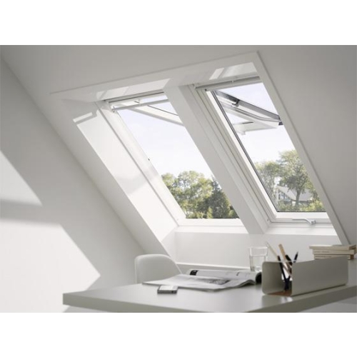 VELUX® Elektrofenster GGU Schwingfenster Kunststoff MK06 78x118 Aluminium 3-fach Verglasung  GGU 66 Energiebalance Uw =max.1,0