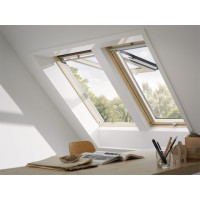 VELUX&reg; Klapp-Schwingfenster GPL Holz FK06 66x118 Titanzink 3-fach Verglasung GPL 66 Energiebalance Uw= max.1,0 Wei&szlig; lackiert