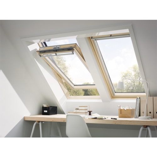 VELUX®  Schwingfenster GGL Holz FK08 66x140 Aluminium 3-fach Vergalsung  GGL 66 Energiebalance Uw= max.1,0 Klarlack lackiert